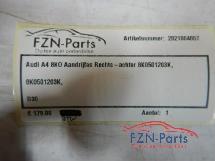Audi A4 8K0 Aandrijfas Rechts-achter