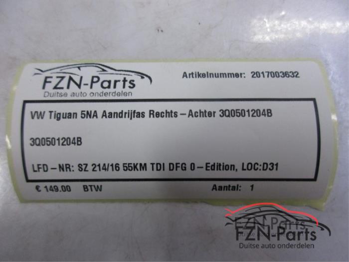 VW Tiguan 5NA Aandrijfas Rechts-achter