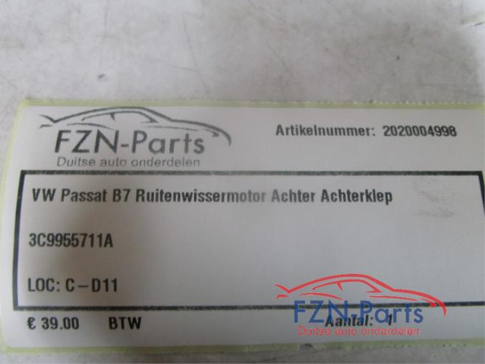 VW Passat B7 Ruitenwissermotor Achter Achterklep