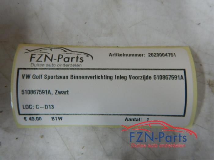 VW Golf Sportsvan Binnenverlichting Inleg Voorzijde