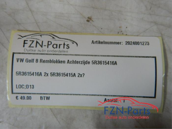 Remblok achter Volkswagen Golf (22741001)