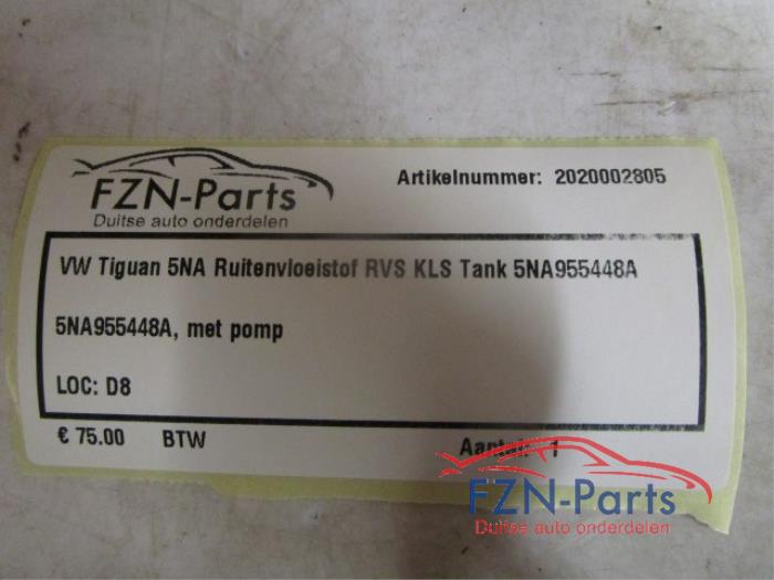 VW Tiguan 5NA Ruitenvloeistof RVS Tank