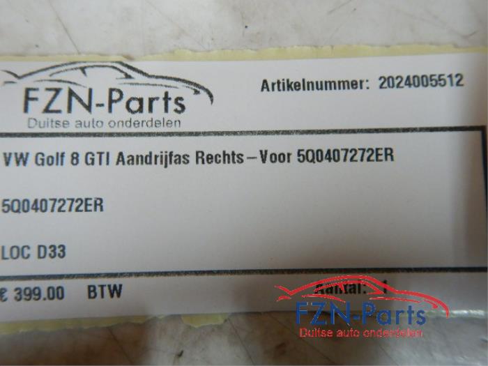 VW Golf 8 GTI aandrijfas Rechts-voor