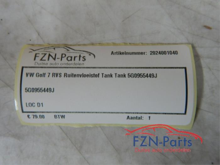 VW Golf 7 RVS Ruitenvloeistof Tank