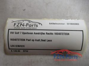 VW Golf 7 Sportsvan Aandrijfas Rechts