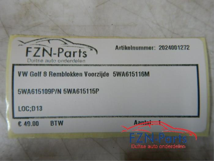 VW Golf 8 Front Brake Pads