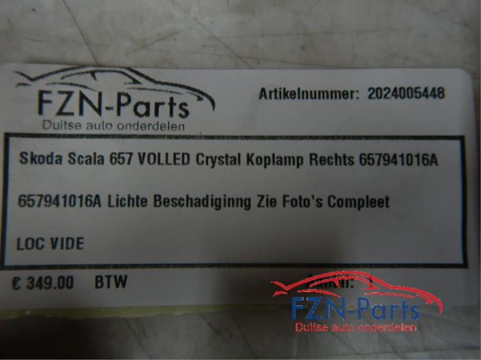 Skoda Scala 657 VOLLED Crystal Koplamp Rechts