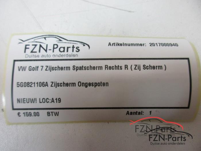 VW Golf 7 Zijscherm Spatscherm Rechts R NIEUW! ( Zij Scherm )