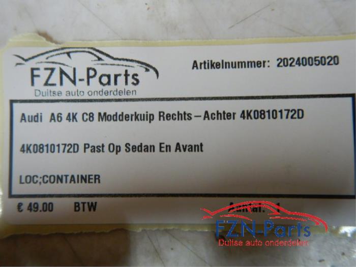 Audi A6 4K C8 Modderkuip Rechts-achter