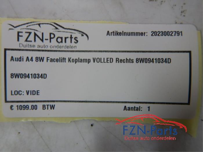 Audi A4 8W Facelift Koplamp VOLLED Rechts