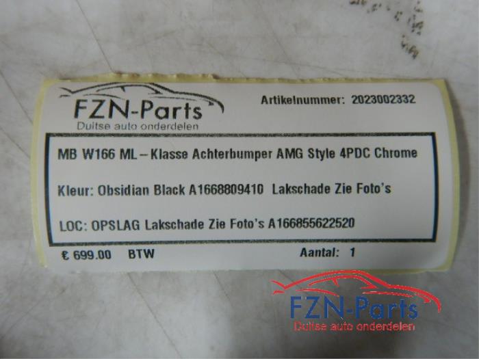 Mercedes-Benz W166 ML-Klasse Achterbumper AMG-Style 4PDC Chrome Kleur: Obsidian Black