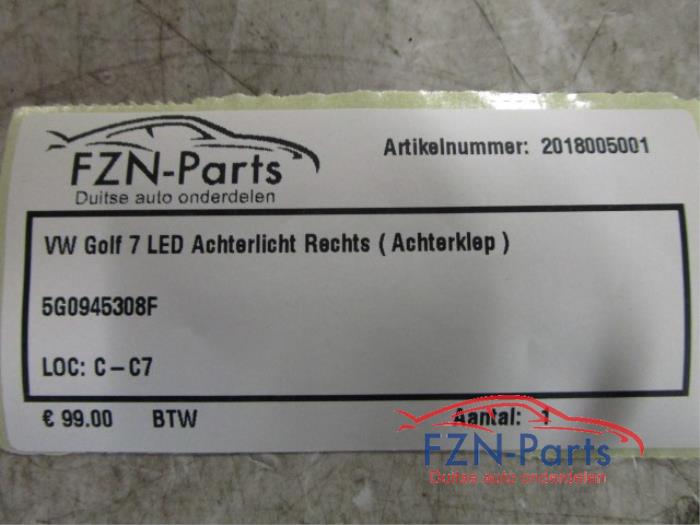 VW Golf 7 LED Achterlicht Rechts (Achterklep) 5G