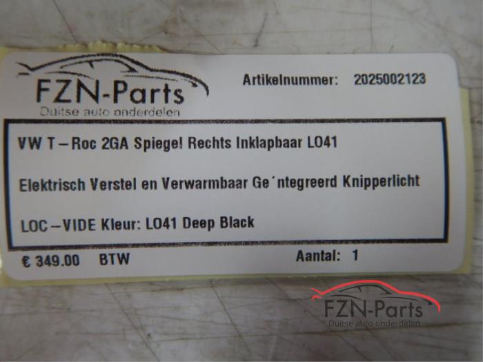 VW T-Roc 2GA (Zij,buitenspiegel) Spiegel Rechts Inklapbaar LO41 Kleur: LO41 Deep Black Elektrisch verstel, verwarm en inklapbaarGeintegreerd knipperlicht