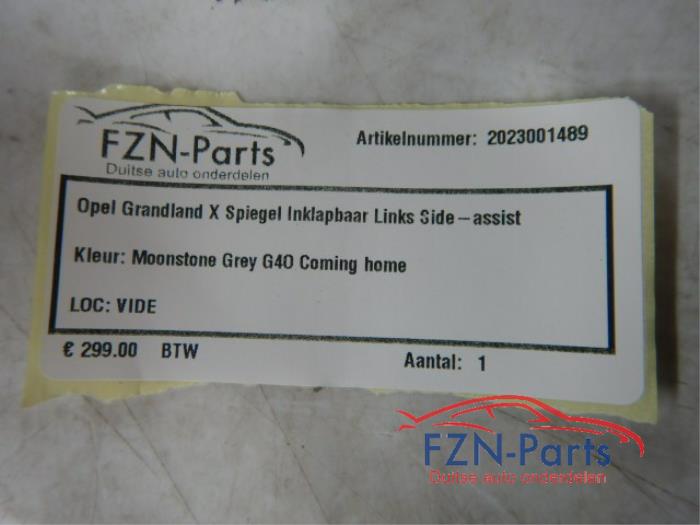 Opel Grandland X Spiegel Inklapbaar Links Side-Assist Kleur: Moonstone Grey G