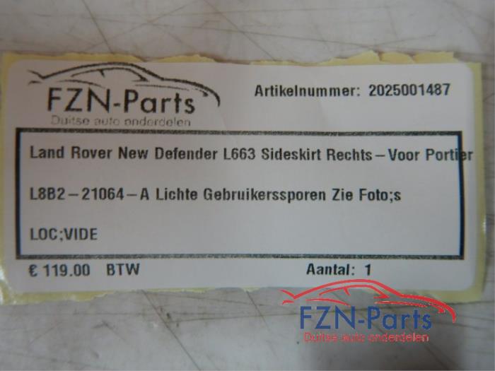 Land Rover New Defender L663 Sideskirt Rechts-voor