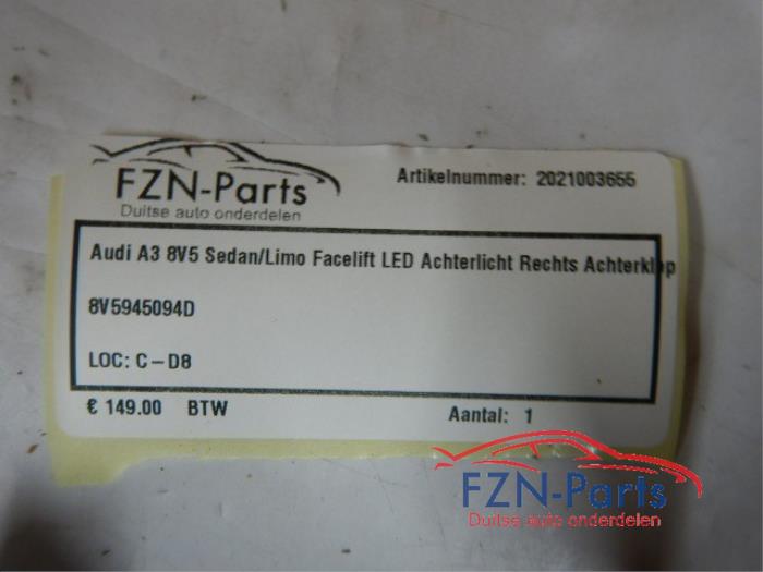 Audi A3 8V5 Sedan/Limo Facelift LED Achterlicht Rechts Achterklep