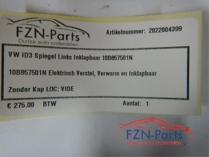 VW ID3 Spiegel Links Inklapbaar