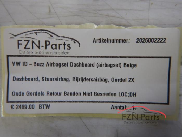 VW ID-Buzz Airbagset Dashboard Airbagset Beige DashboardStuur, bijrijdersairbagGordel 2xOude gordel retour,banden niet gesneden Electric