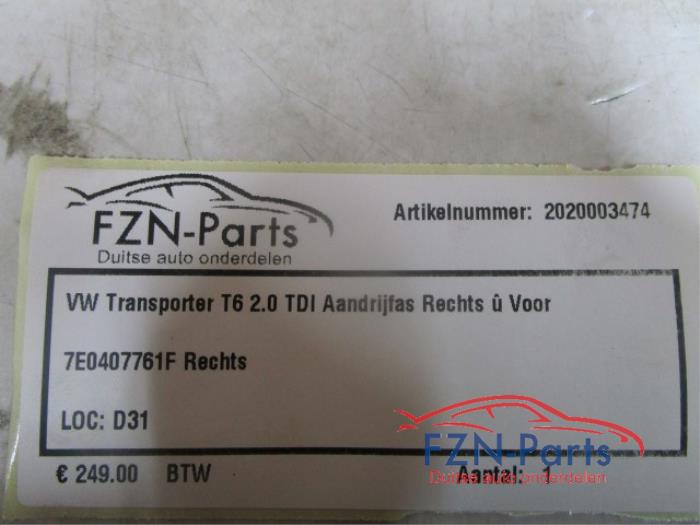 Aandrijfas rechts-voor Volkswagen Transporter (22725848)