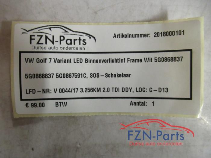 Binnenverlichting voor Volkswagen Golf (22743948)