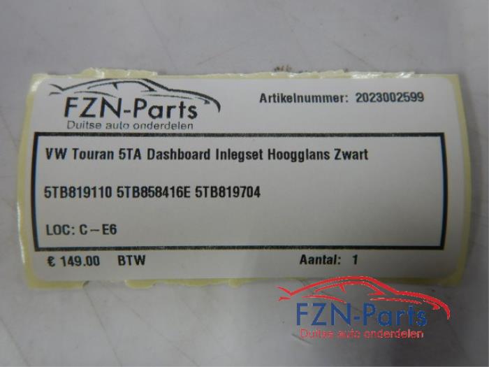 VW Touran 5TA Dashboard Inlegset Hoogglans Zwart