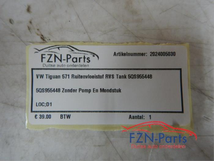 VW Tiguan 571 Ruitenvloeistoftank RVS Tank