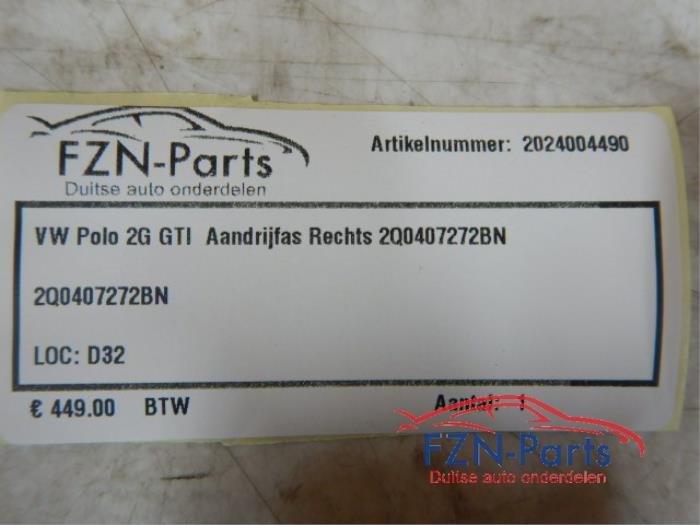 VW Polo 2G GTI Aandrijfas Rechts