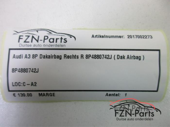 Audi A3 8P Dakairbag Rechts R