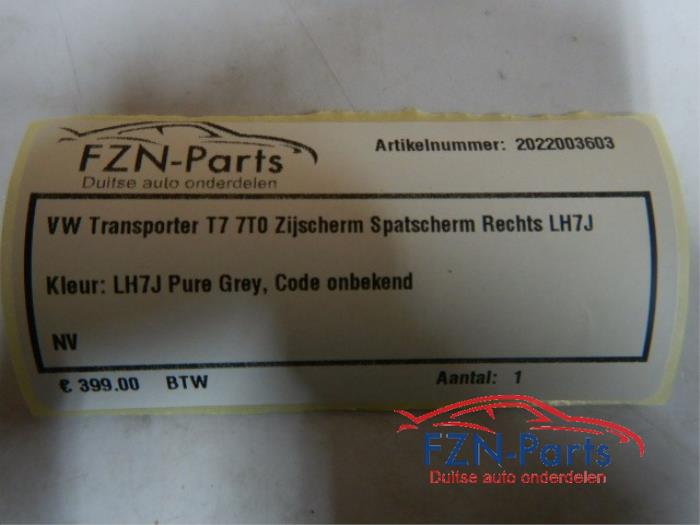 VW Transporter T7 7T0 Zijscherm Spatscherm Rechts