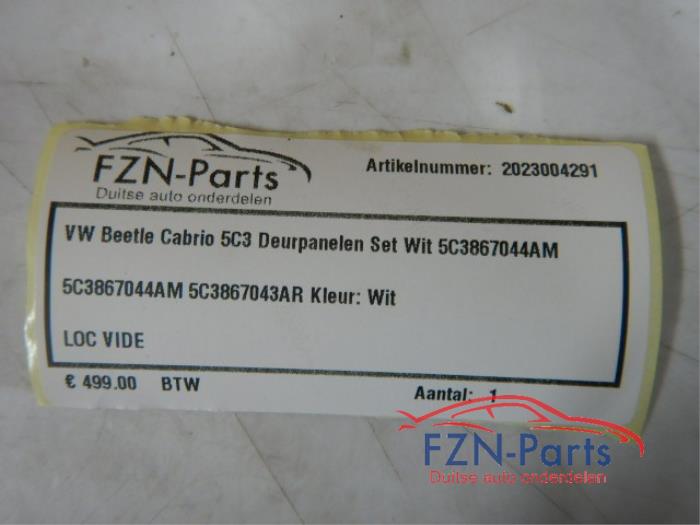 VW Beetle Cabrio 5C3 Deurpanelen Set Wit