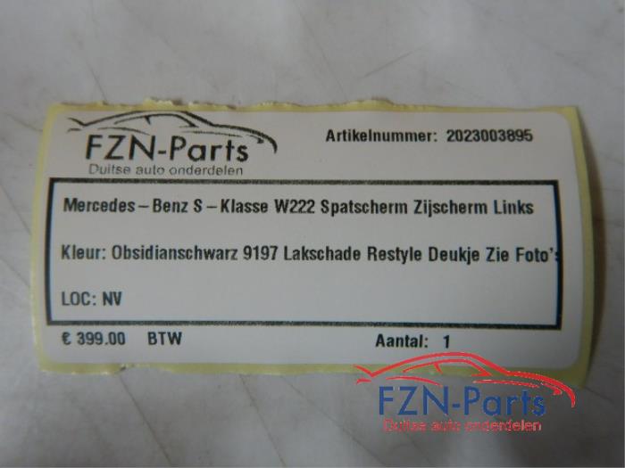 Mercedes-Benz S-Klasse W222 Spatscherm Zijscherm Links