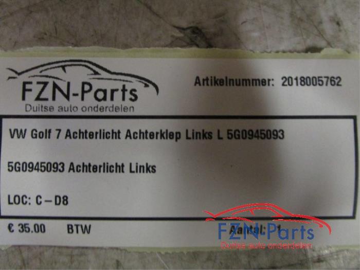VW Golf 7 Achterlicht Achterklep Links L