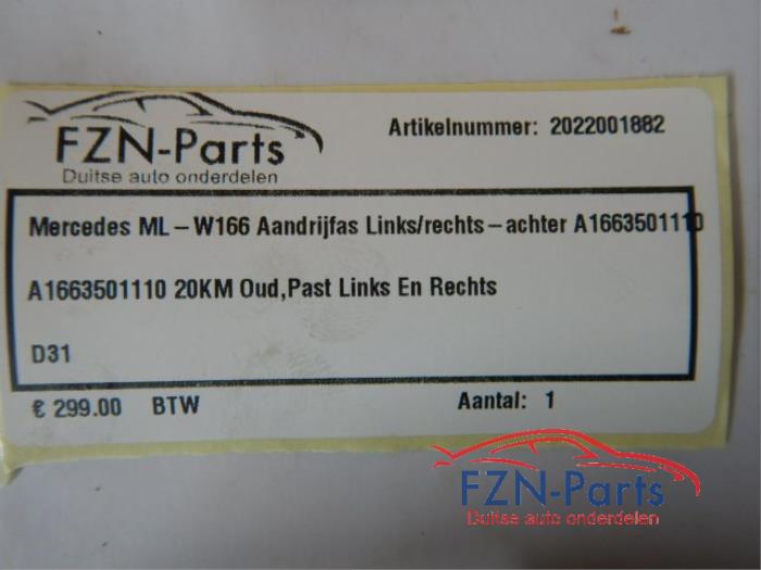 Aandrijfas links-achter Mercedes Diversen (22725251)