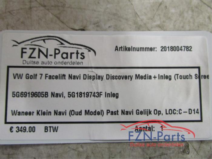 VW Golf 7 Facelift Navi Display Discovery Media+Inleg ( Touch Screen )