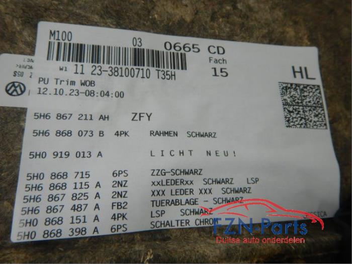 VW Golf 8 R Deurpaneel Links-Achter Leer Leder Verlicht