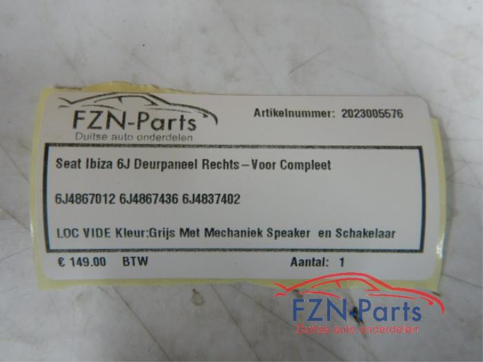 Seat Ibiza 6J Deurpaneel Rechts-Voor Compleet