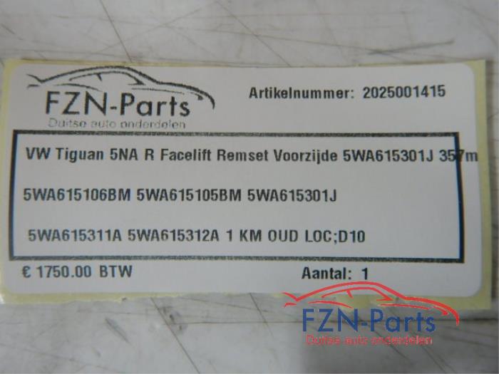 VW Tiguan 5NA R Facelift Remset Voorzijde 357MM
