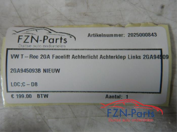 VW T-Roc 2GA Facelift Achterlicht Achterklep Links