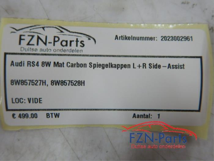 Audi RS4 8W Mat Carbon Spiegelkappen L+R Side-Assist