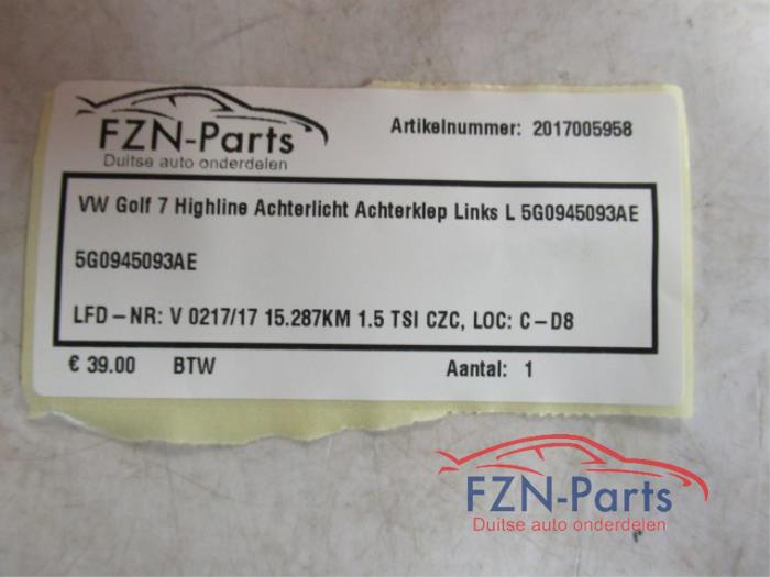 Achterlicht links Volkswagen Golf (22725068)