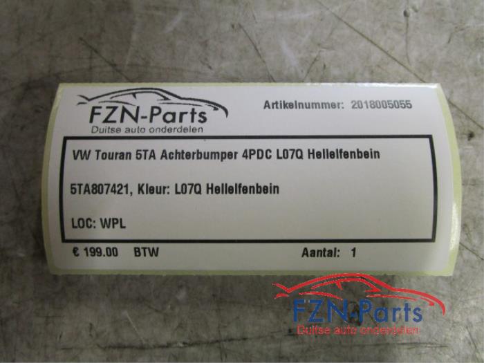 VW Touran 5TA Achterbumper 4PDC L07Q Hellelfenbein