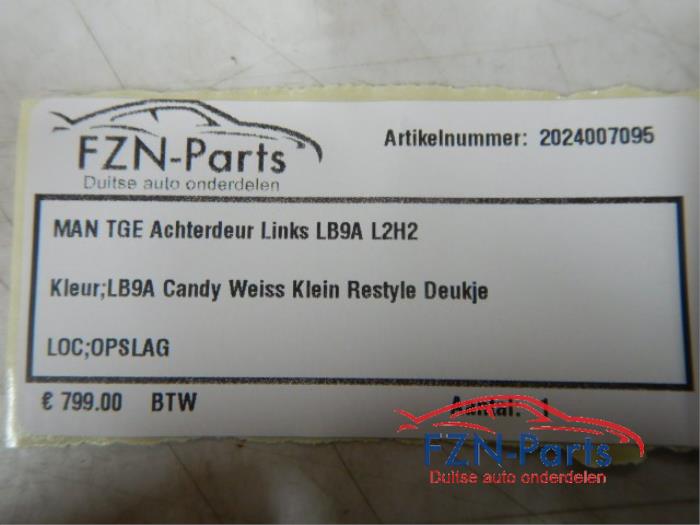 MAN TGE Achterdeur Links LB9A L2H2