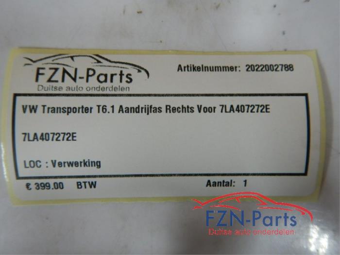 VW Transporter T6.1 Aandrijfas Rechts-Voor