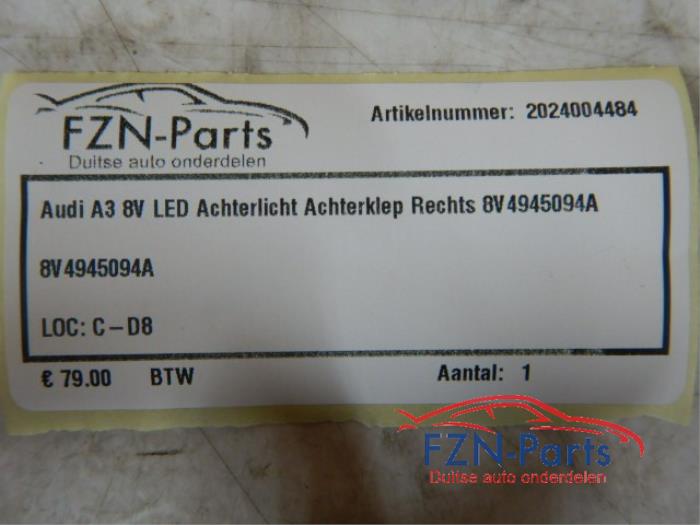 Audi A3 8V LED Achterlicht Achterklep Rechts