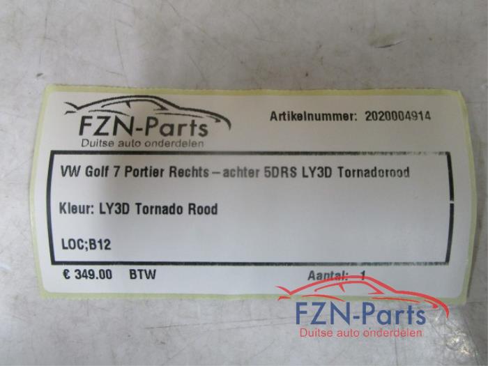 VW Golf 7 Portier Rechts-achter 5DRS LY3D