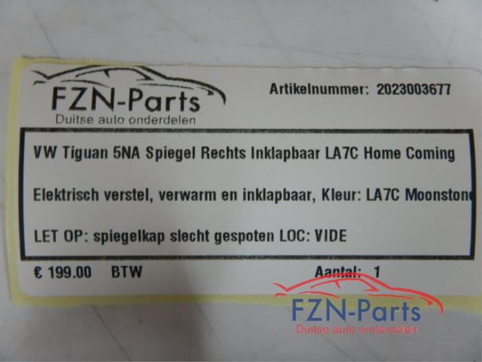 VW Tiguan 5NA Spiegel Links Inklapbaar LA7C Home Coming Elektrisch verstel, verwarm en inklapbaar Kleur: