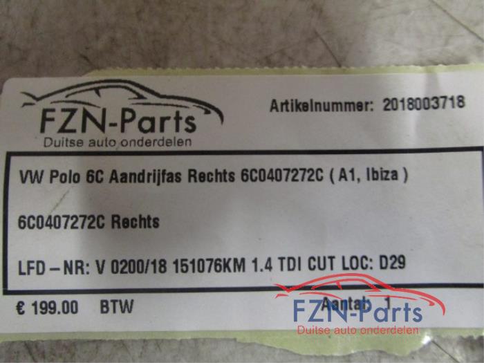 VW Polo 6C Aandrijfas Rechts