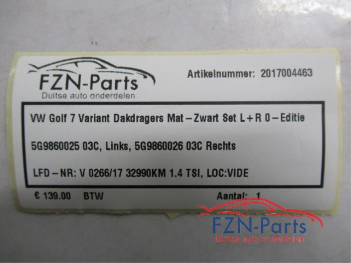 VW Golf 7 Variant Dakdragers Mat-Zwart L+R 0-Editie