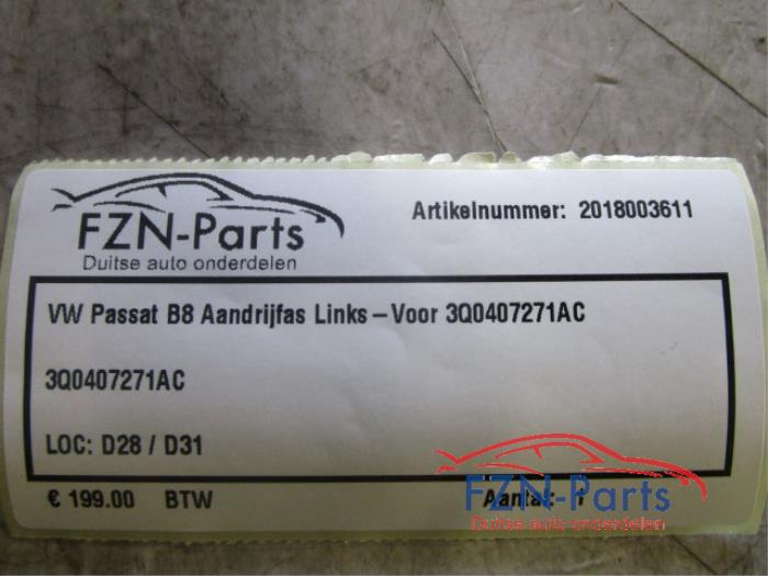VW Passat B8 Aandrijfas Links-Voor