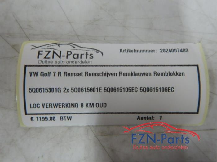 VW Golf 7 R Remset Remschijven Remklauwen Remblokken